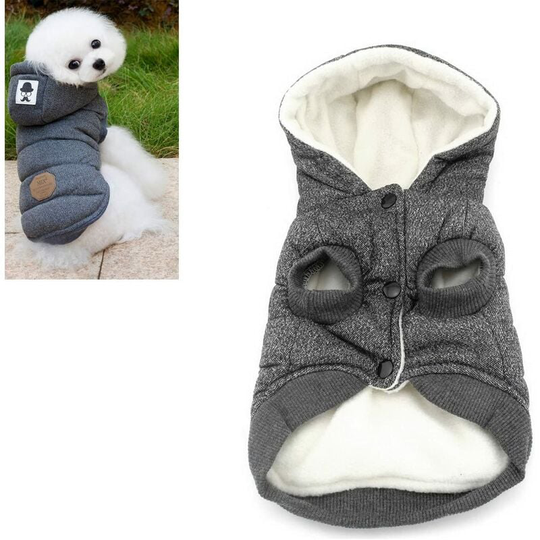 Dog Jacket Coat Hooded Pet Hooded Clothes Warm for Small Mittel Dogs Winter Clothes (s (Chest: 32cm, Neck: 23cm), Grey)