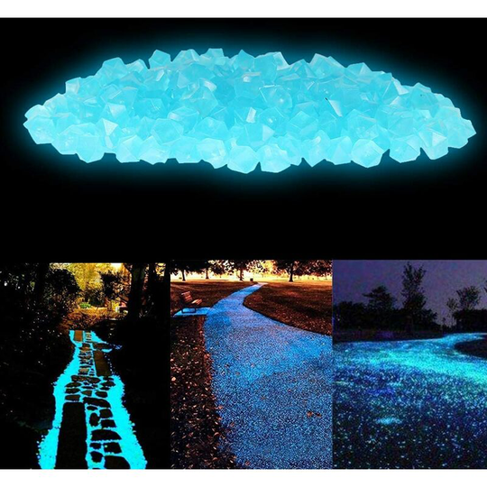 Heguyey - 300PCS Glow Stone, Smooth Resin Pebbles, Outdoor Decorative Glow Stone for Fish Tank/Garden/Driveway/Road