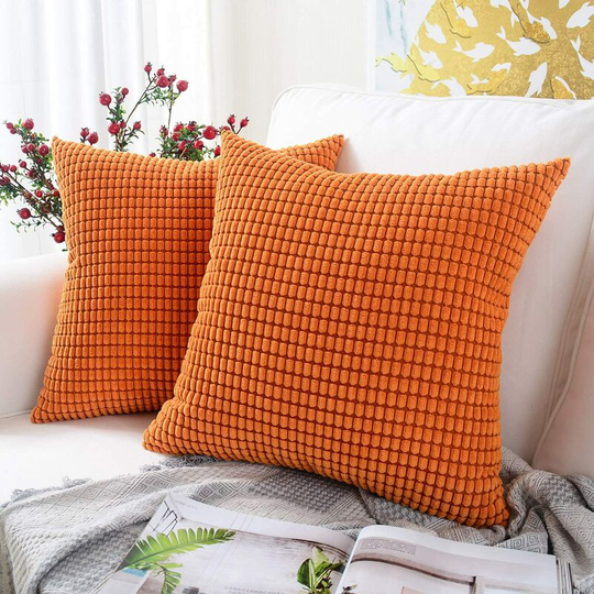 Litzee - Pack of 2, Corduroy Soft Decorative Square Throw Pillow Cover Cushion Covers Pillowcase, Home Decor Decorations For Sofa Couch Bed Chair