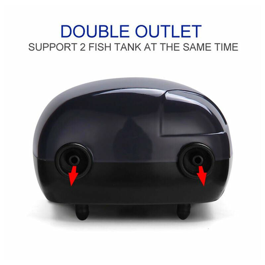Monly - Adjustable Aquarium Air Pump 5W, 4.5L/min Dual Output Air Stone Aquarium Air Pump, 5 Stages Powerful Oxygen Pump Suitable for Fish Tank
