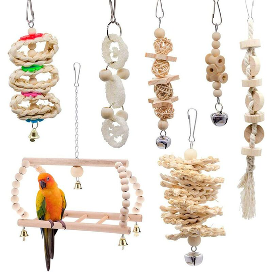 Lot of 7 chew toys for birds, parrots, parakeets, parakeets, macaws, lovebirds brids toy set