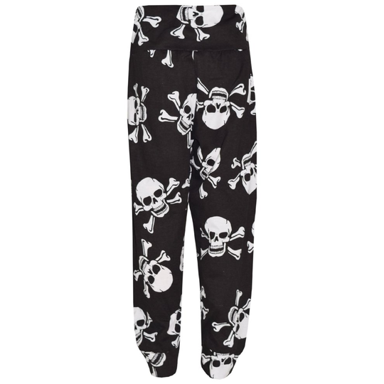 (13 Years, Skull & Cross Bones Print) Kids Girls Ali Baba Harem Trouser Plain Color Fashion Trendy Leggings 2-13 Years