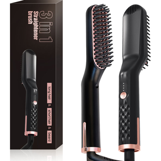 Hair straightener Brush Automatic perm Electric hair straightener Smooth comb Simple rapid shaping hair conditioner, black
