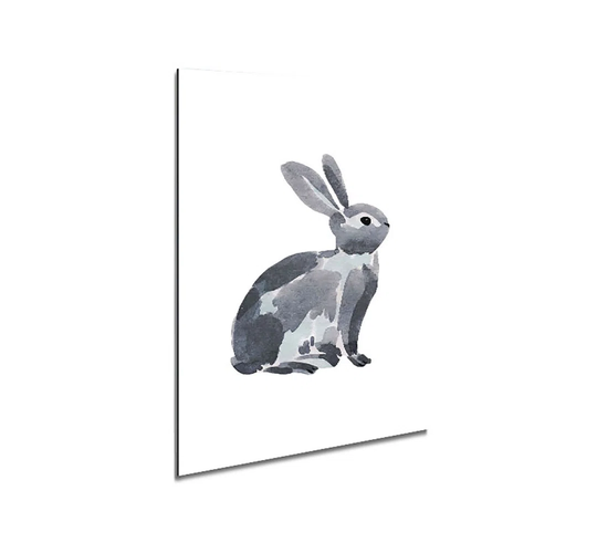 Grey Rabbit - Unframed Painting on Metal