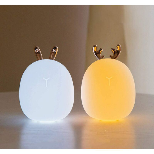 Denuotop - Night Lights Baby Rabbit Night Light Soft Silicone Touch Sensor Portable Rechargeable 2 Colors Birthday Gift Rabbit