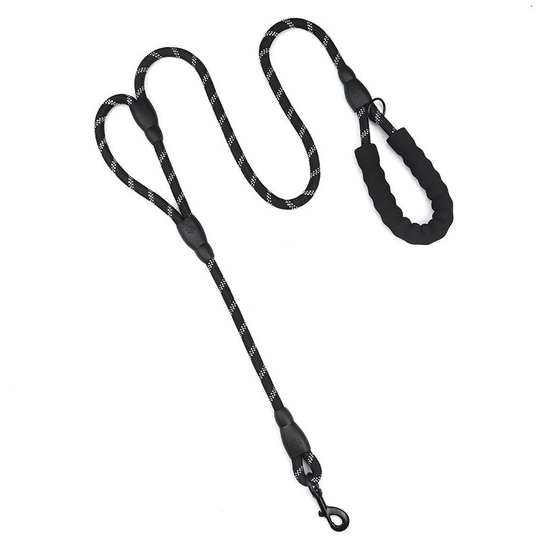 Betterlifegb - Strong Leash Black with 2 Comfortable Padded Handles 5 ft for Medium & Large Size Pets - Reflective, Weather Resistant & O-Ring