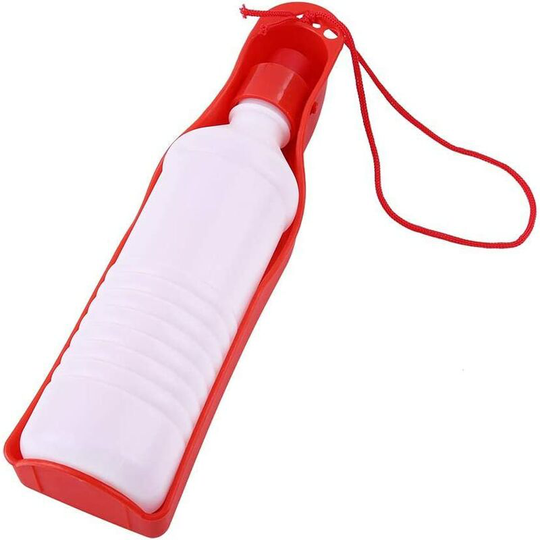 250ml/500ml Water Bottle with Portable Water Dispenser Bottle Plastic Travel Water Bottle for Dog Puppy Cat (Red 500ml)