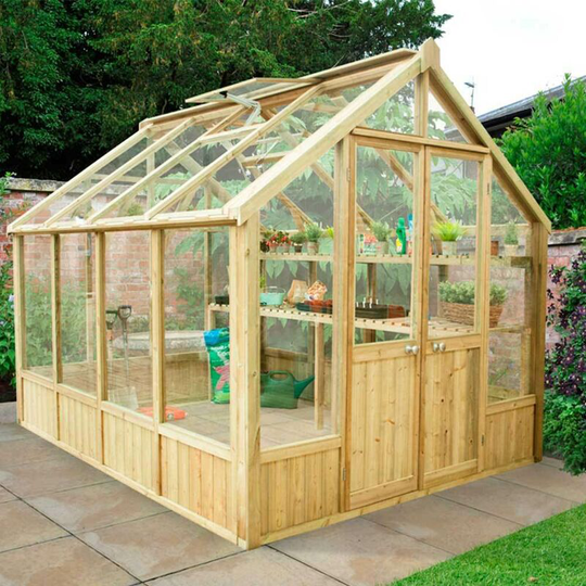 Forest - Vale Greenhouse Pressure Treated Spacious 8x10 Toughened Glass - Installation Included