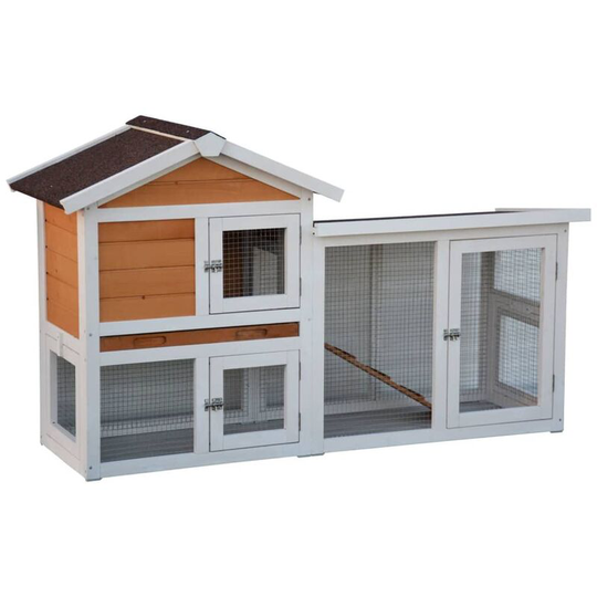 @pet - Rabbit Hutch Queensland White and Brown 147x53x85 cm Multicolour