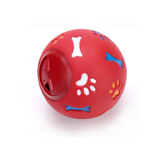 (Red, S) Interactive Dog Ball Boredom Buster Treat Pet Toy