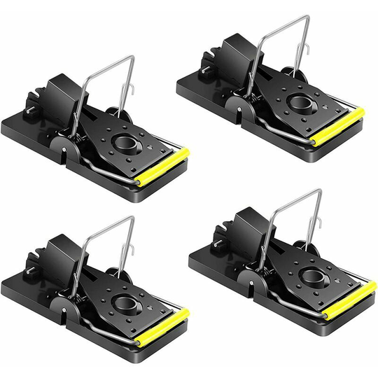 Echoo - Mouse Trap Rat Trap (Set of 4) for Indoor Kitchen Home Garden, New Powerful Spring Mouse Trap, Safe, Sensitive, Effective, Easy to Use