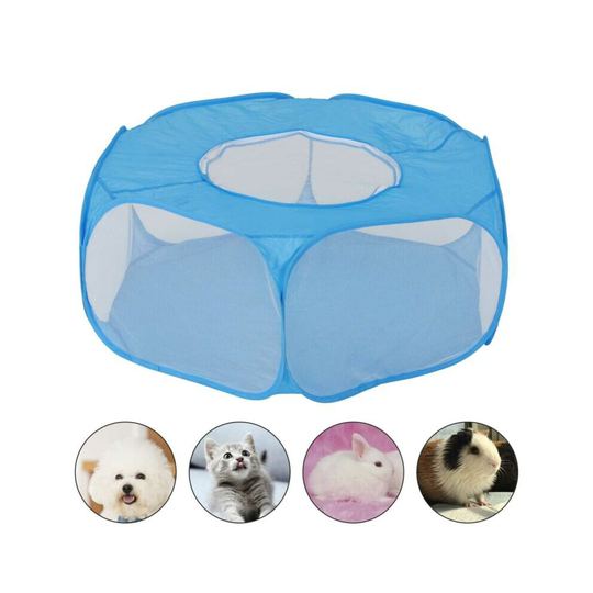 (Blue) Pet Play Pen Portable Puppy Dog Cat Cage Travel Tent
