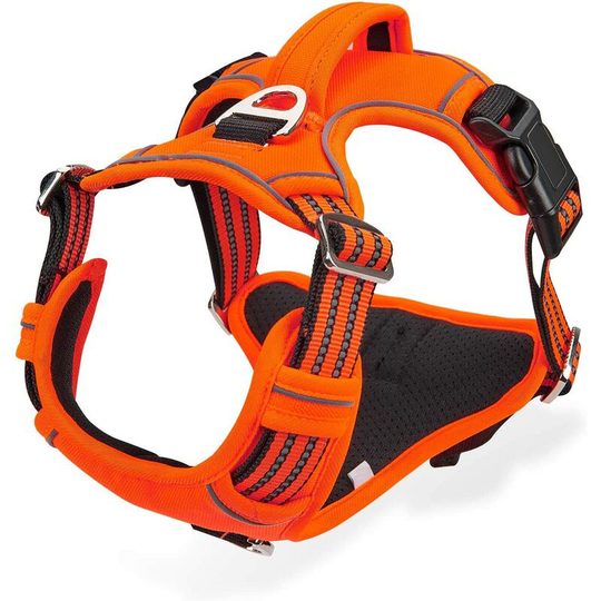 Tinor - Anti-Pull Dog Harness, Large Medium Dog Harness Adjustable Reflective Dog Vest with Breathable Handle No-Pull Sports Chest Harness Orange l