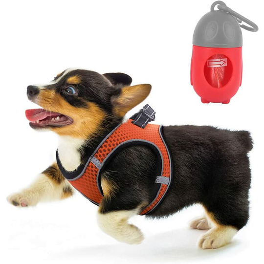 Dog Vest Harness No Pull Puppy Comfortable Breathable Reflective Dog Harness, Extra Soft Pet Mesh Step Dog Harness, Training Walking of Puppy Orange