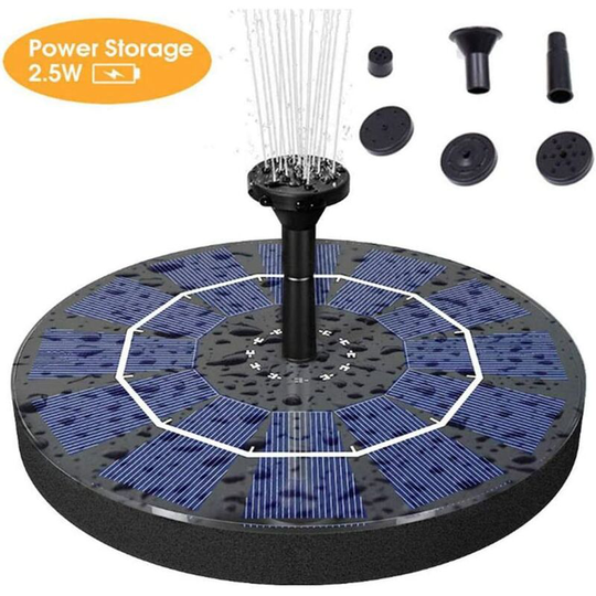 Solar Fountain Pump, 2.5W Solar Power Fountain Pump with 400mAh Battery Backup for Bird Bath, Pond, Pool, Garden and Lawn