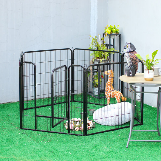 80CM High Heavy Duty Foldable Iron Pen Pet Outdoor 6 Panels Playpen Barrier - Livingandhome