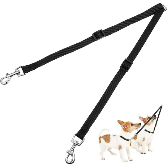 Adjustable Pet Training Leash, Double Divider Training Leash for Two Dogs (Black)