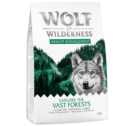 3 x 1kg Wolf of Wilderness Dry Dog Food - 2 + 1 Free!* - "Explore The Vast Forests" - Weight Management (3 x 1kg)