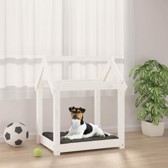 Dog Bed White 61x50x70 cm Solid Wood Pine