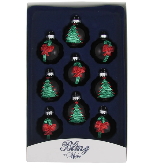 Candy Canes and Trees 9 Piece Christmas Bauble Set