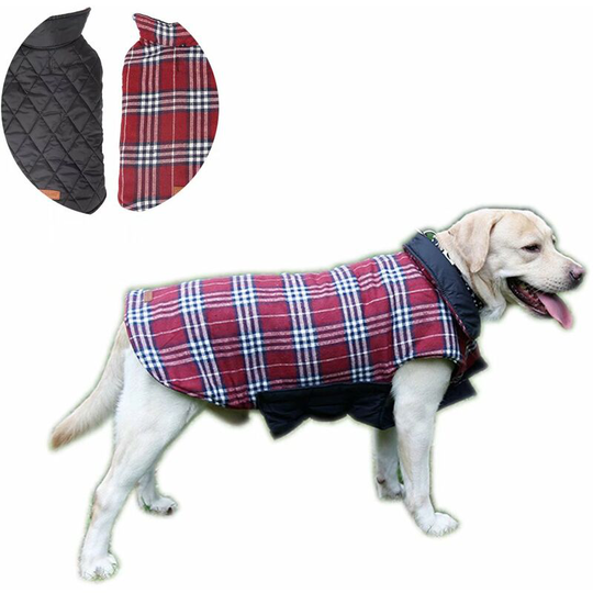 Perle Raregb - Autumn and winter clothing for pets reversible dog jacket Waterproof Golden Retriever Dogs Clothes Autumn and winter clothing Red m-