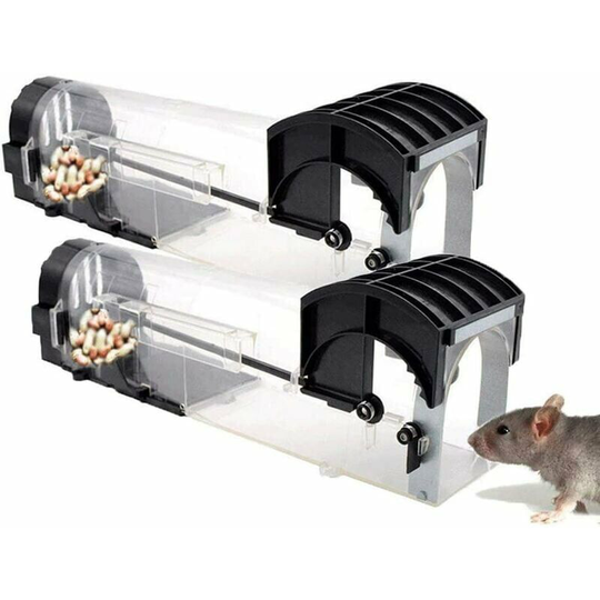 Humane Mouse Trap Eco-Friendly No Kill Rodent Control Trap Transparent Reusable Mouse Trap Rat Trap, 2 Pack
