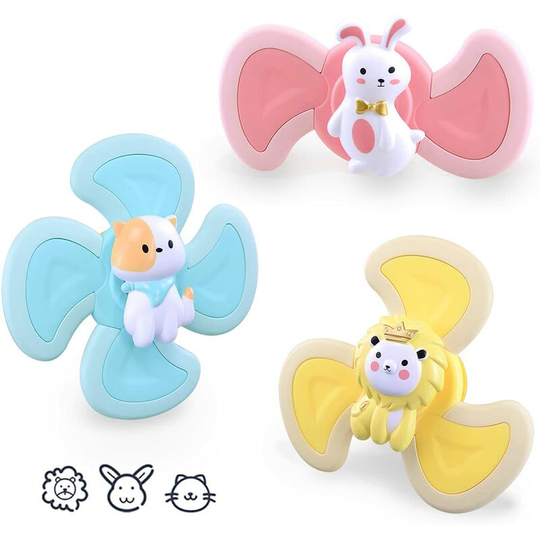 3PCS Suction Spinner Toys Baby Suction Cup Spinning Toy Finger Top Toy for Kids Bath/Travel/Early Learner Time
