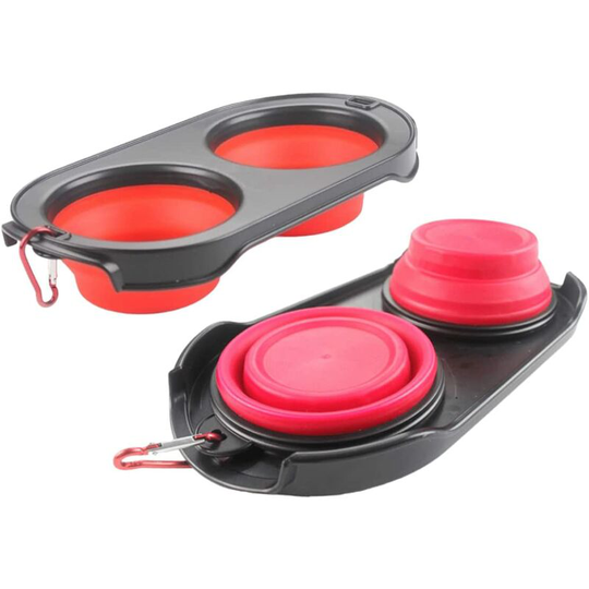 2 Pieces Dog Bowl Dog Drinking Bowl Portable Silicone Collapsible Travel Bowl With Metal Hook Is Very Suitable For Indoor And Outdoor Feeding Bowls