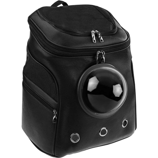 Backpack for Transporting Pets Cat and Dog Imitation Fur Carrier, Black Color