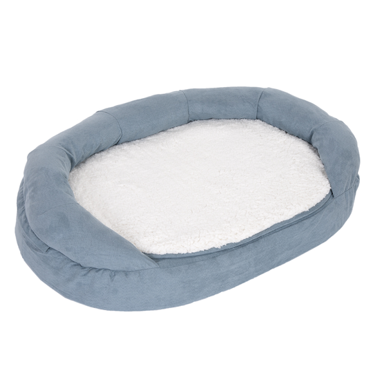 Oval Memory Foam Dog Bed - Grey - 117 x 72 x 24 cm (L x W x H)