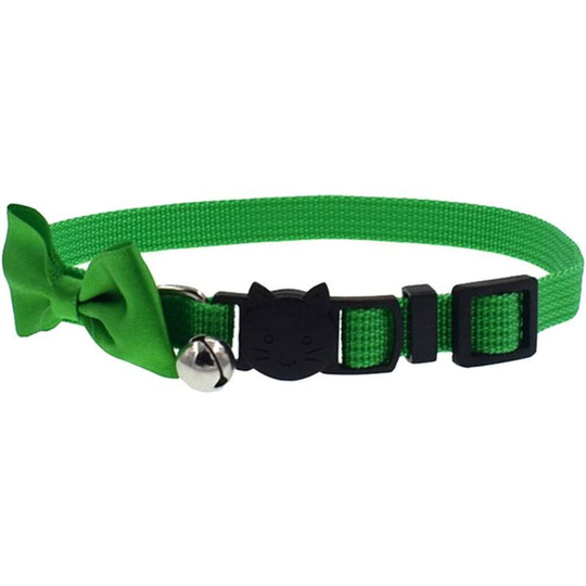 Adjustable Cat Collar with Bell and Tie Cute Bow Bell Cat Collar Bow Tie Green Cat Collar