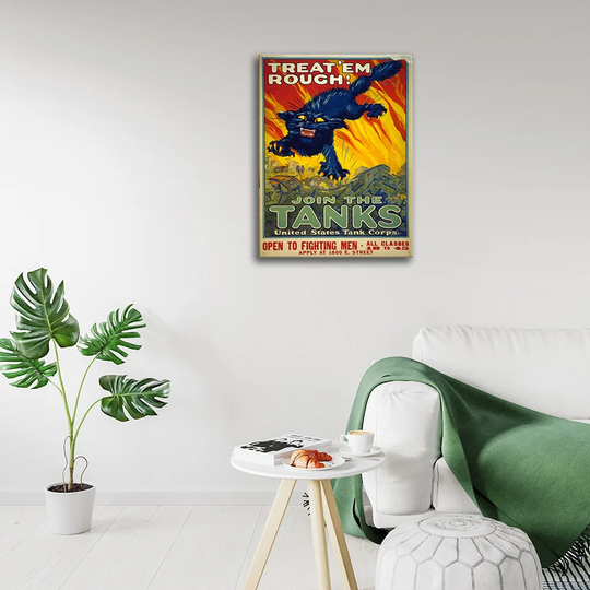 Treat 'Em Rough! Join the Tanks - Wrapped Canvas Art Prints