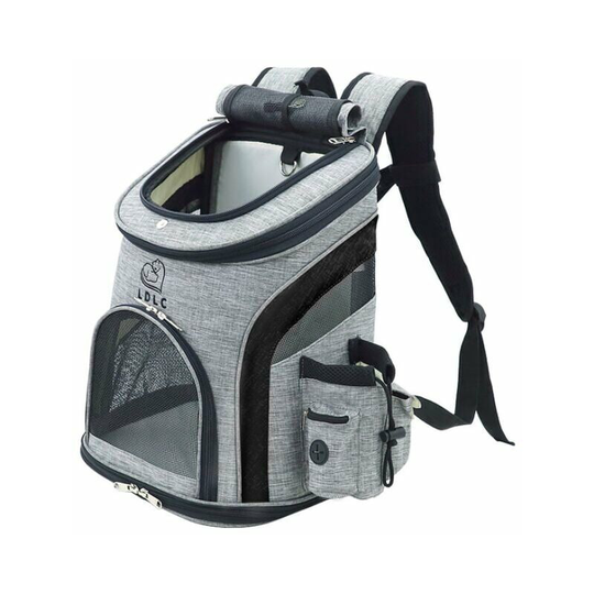 Pet Backpack Oxford Cloth Pet Backpack Going Out Portable Backpack for Cats and Dogs, M Gray Black