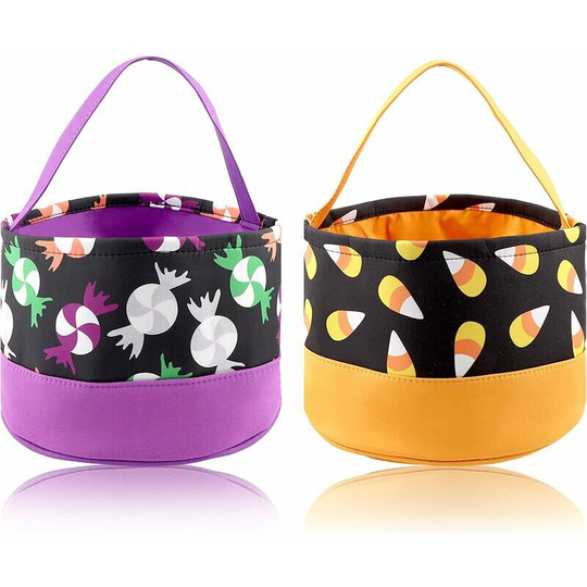 Monly - 2 Halloween Candy Bags Halloween Party Bag Halloween Favor Bags with Handle Trick or Treat Halloween Cloth Bucket Bag 23x20cm for Halloween
