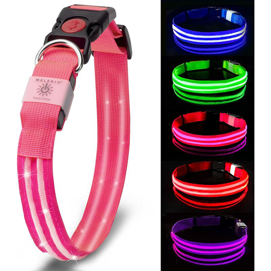 Rechargeable Light Up Dog Collar 100% Waterproof Adjustable led Collar for Small/Medium/Large Dogs Super Bright