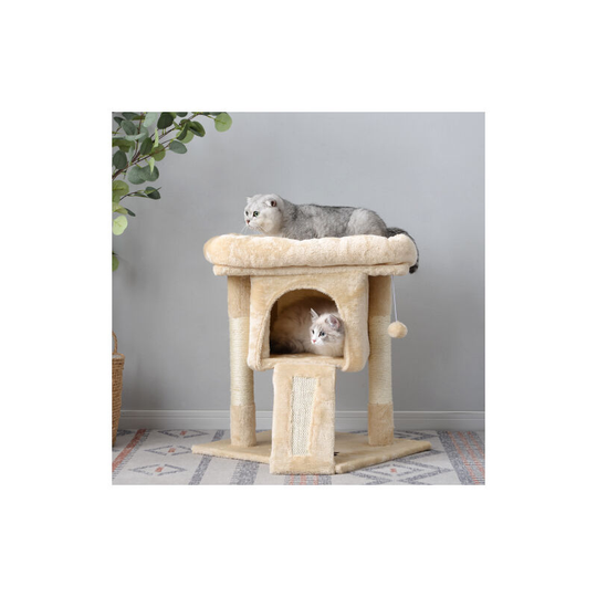 FlkwoH Cat Tree Tower with Sisal Scratchers, Large Plush Padded Perch and Spacious Condo, Cat Activity Center, Kitten Playhouse, White