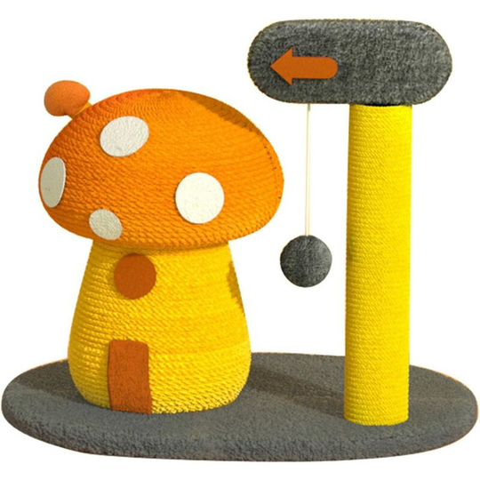 Cat scratching post | Mushroom cat tree | Mushroom scratching post with hanging balls for small cats and kittens