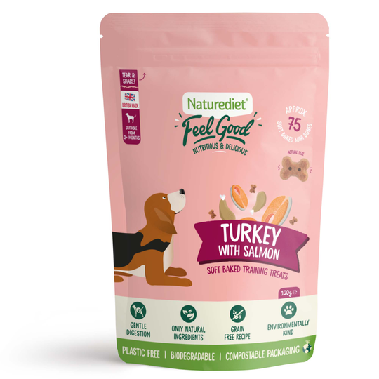 Naturediet Feel Good Soft Baked Training Treats - Turkey with Salmon - 100g