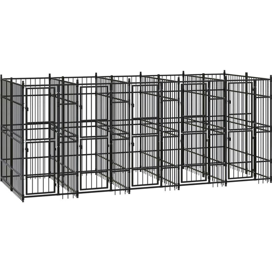 Outdoor Dog Kennel Steel 9.22 m² Vidaxl Black