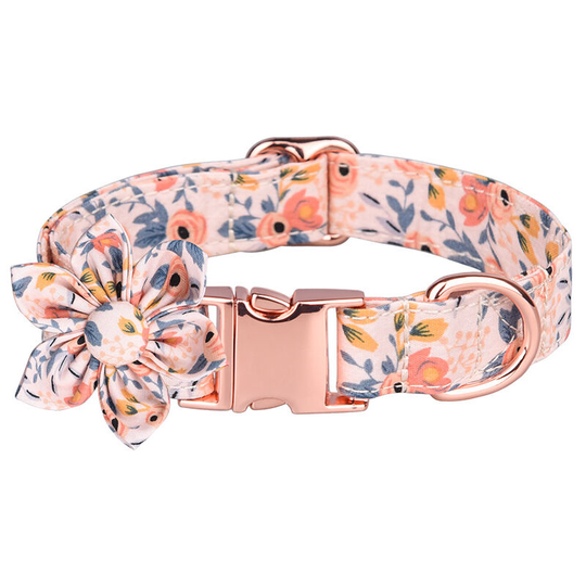Bette Dog Collar with Removable Bow Tie, Trendy Pattern Dog Training Collar, Cotton Dog Adjustable Collar with Breathable Bow Tie Collar for Small