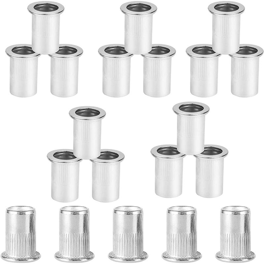 Litzee - 20 bcc Rivet Nuts, Stainless Steel Rivet Nut, M3 Type Threaded Flat Head Rivet Nut for 3D Printing, Woodworking, Construction, Sheet Metal.