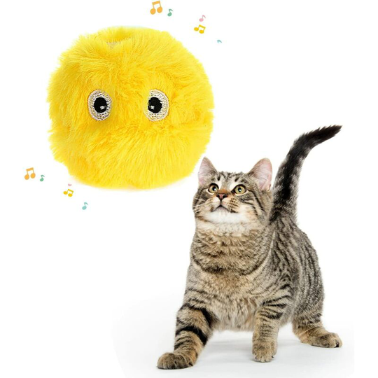 Bird Shaped Cat Toy Ball with Catnip, Realistic Interactive Cat Toy with Singing Birds, for Biting, Diversion, Chewing (Yellow)