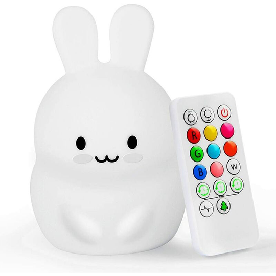 Litzee - led Night Light Children's Night Light, usb Recharge, Remote Control and Tap to Change Colour, Warming Room Christmas Gift Lights (Rabbit)