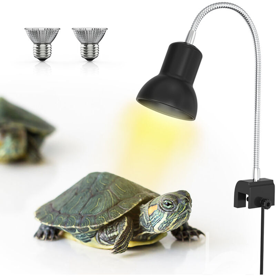 25W Heat Lamp with Holder UVA UVB Basking Lamp with 360° Rotatable Clip & Power Adapter for Reptiles, Lizard, Turtle Snak Aquarium