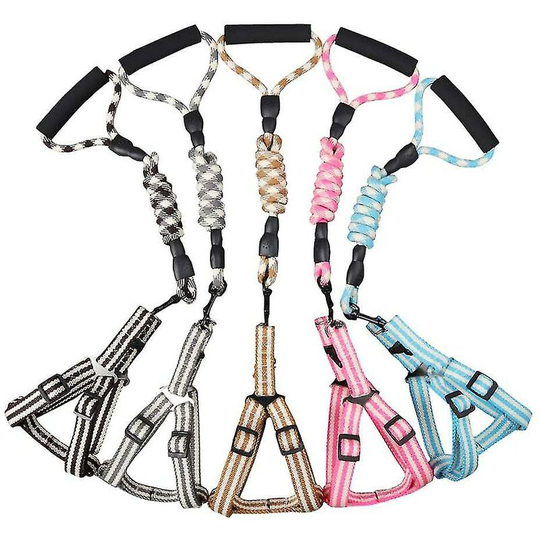 Thsinde - thsidne Pet Dog Harness Leash Set Comfortable Foam Padded Handle Woven Cotton Climbing Rope Dog Leash Adjustable Harness For Small Medium