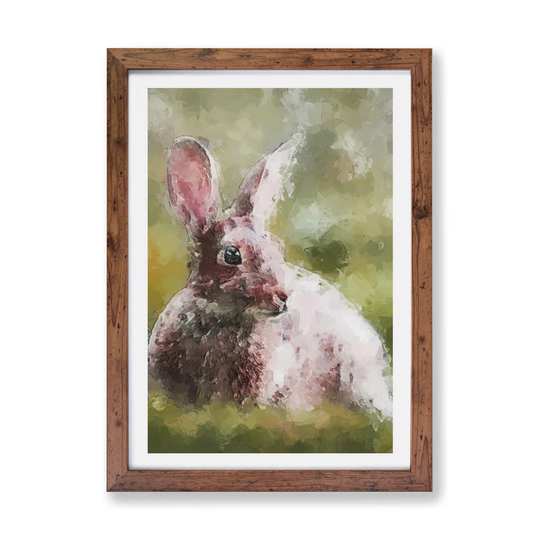 Rabbit in a Field - Picture Frame Painting Print on Paper