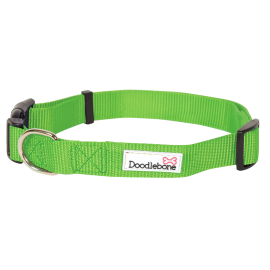 (Medium, Green) Doodlebone Bold Nylon Dog Collar