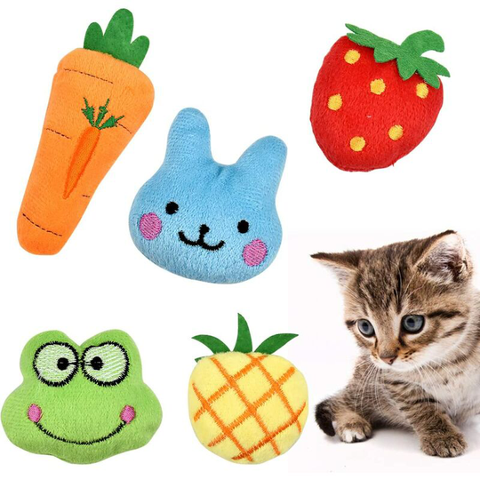 Litzee - Catnip Toys for Cats, 5Pcs Interactive Cat Catnip Toys Cute Shape Soft Plush Cat Pillow for Cat Kitten Teeth Cleaning Playing Chewing Pet