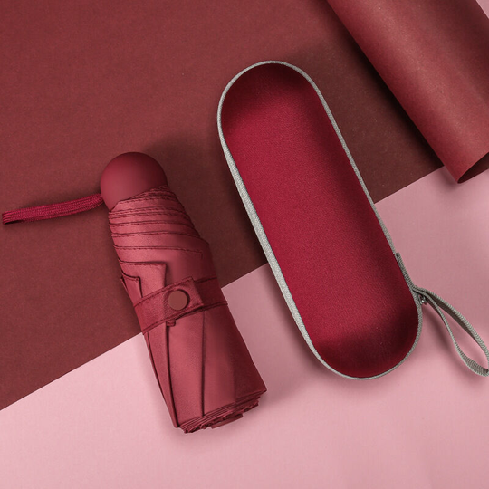 Sun Umbrella, Ultra-light Anti-UV And Sun-proof Folding Capsule Umbrella Red