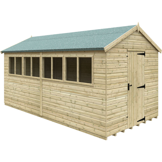 16x8w Pressure Treated Tanalised Shiplap Timber Apex Premier Shed